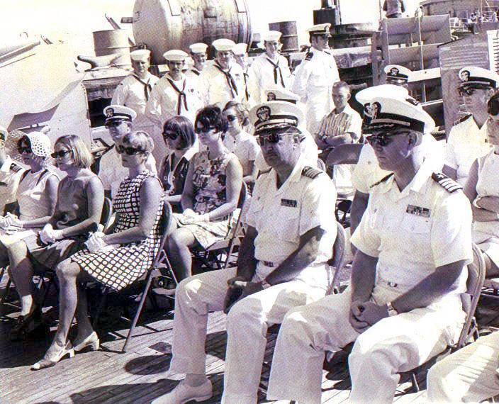 Invited guests, with engineering department in the background. Courtesy of CDR Douglas Conwell USN (Ret)